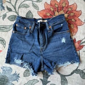 Levi's Blue Distressed Jean Shorts